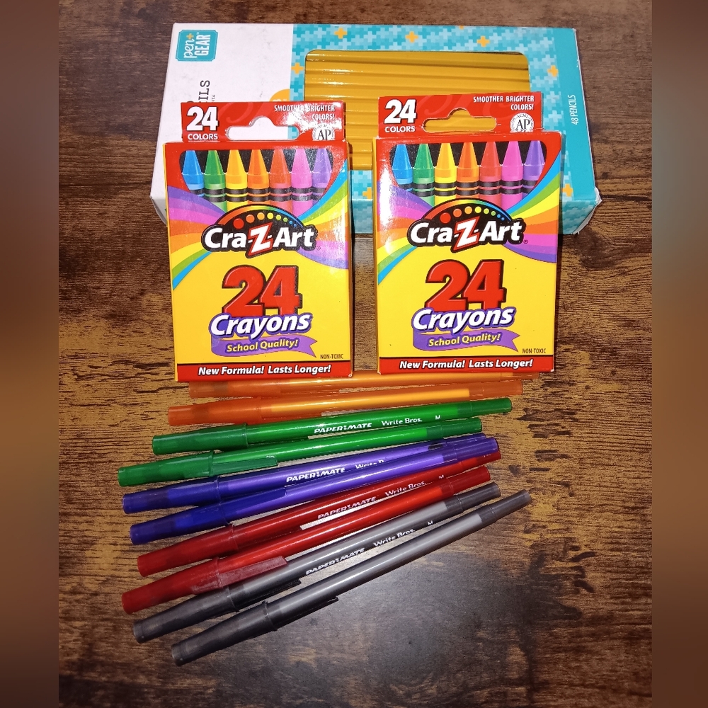 Colorful Crayons, pens, and pencils School Supplies Homeschool Art